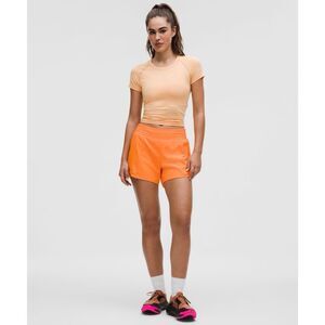 LULULEMON Women’s Orange Hotty Hot High-Rise Lined Short 4” Size 0
